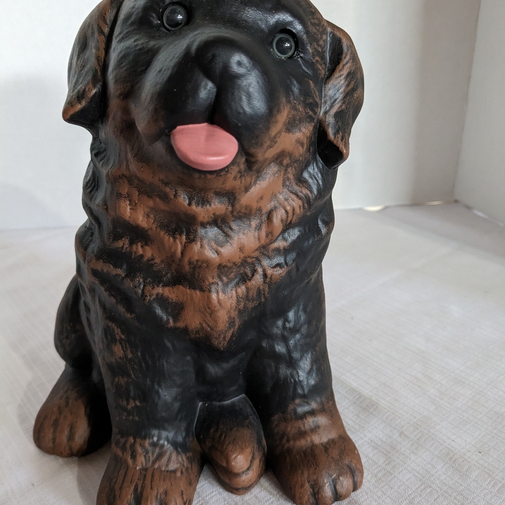 VTG ceramic rottweiler sitting puppy dog figurine statue 9 inch